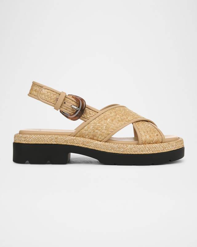 Helena Raffia Lug-Sole Sandals